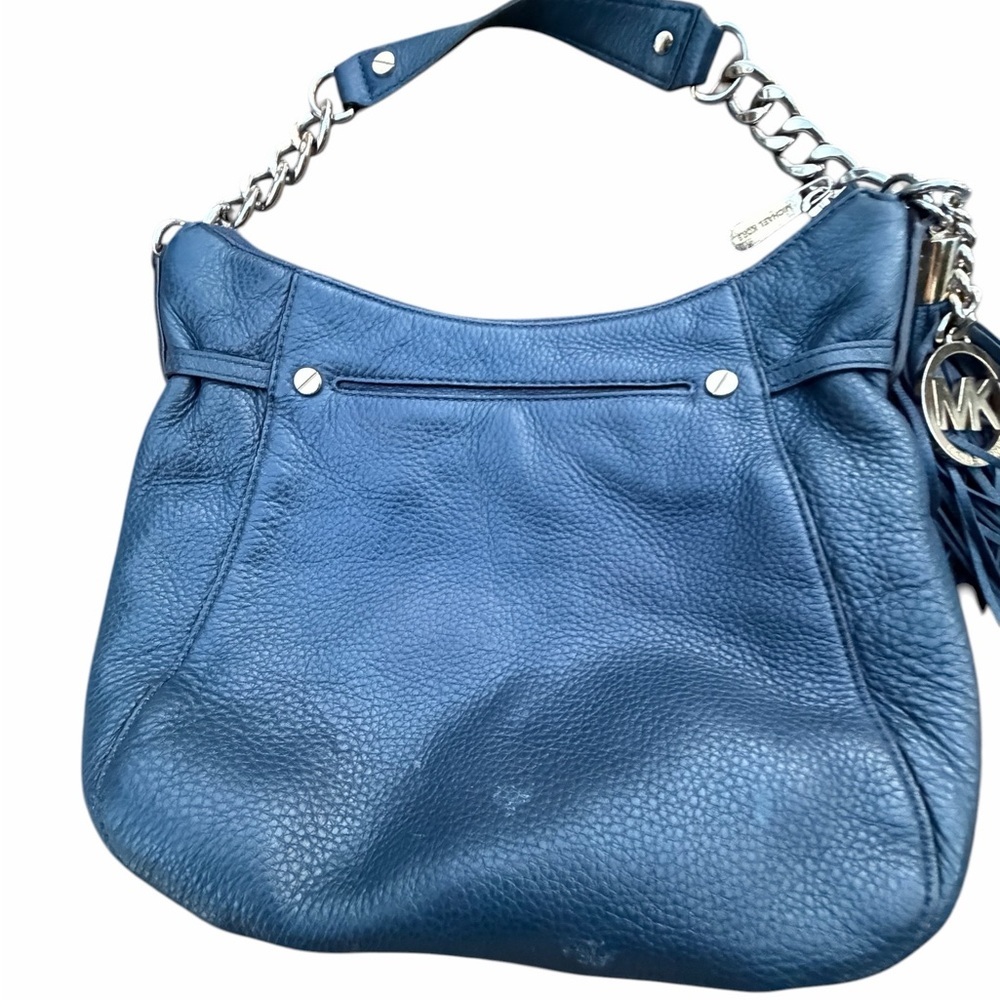 Michael Kors Navy Pebbled Leather Shoulder Bag with Tassel Charm vintage - Picture 5 of 7